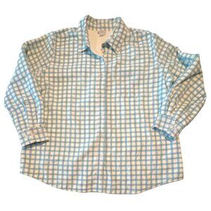 Vintage American Sweetheart Blue White gingham Shacket XL Cottage Grandma‎ 90s